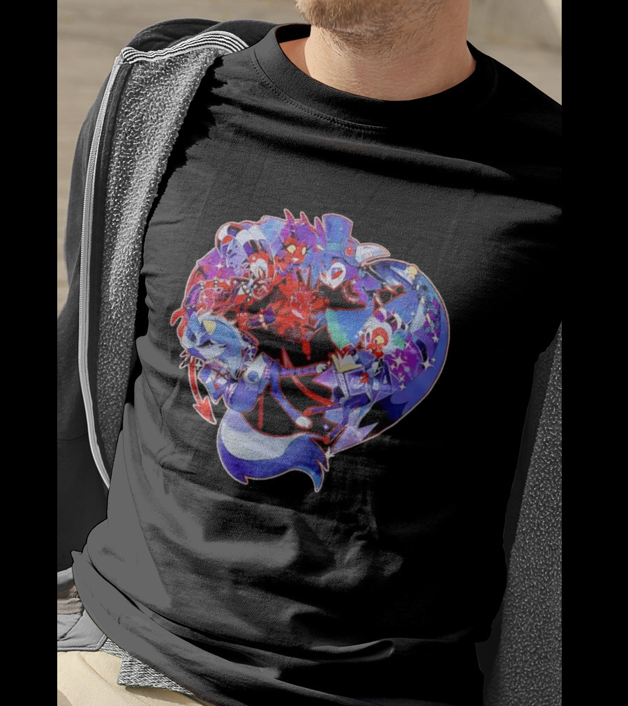 Blitzo Moxxie Millie Loona Stolas Helluva Boss Cast Crew Ensemble Vibrant Character Collage T-Shirt