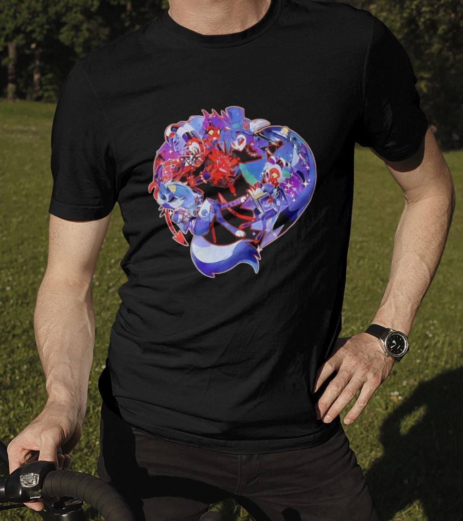 Blitzo Moxxie Millie Loona Stolas Helluva Boss Cast Crew Ensemble Vibrant Character Collage T-Shirt