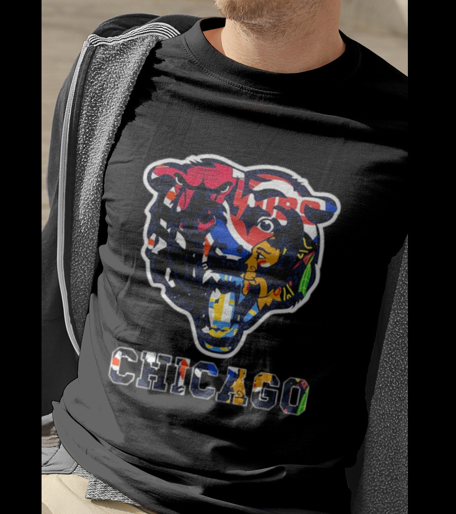 Chicago Bears Cubs White Sox Bulls Blackhawks Fire Sports Mashup T-Shirt