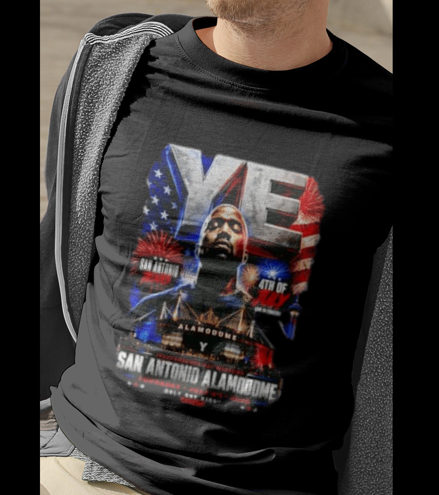 Kanye West Ye San Antonio Alamodome 4th Of July Concert Independence Day Fireworks Flag Stars T-Shirt