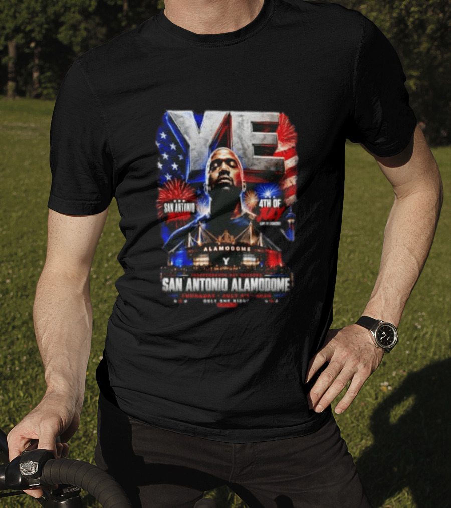 Kanye West Ye San Antonio Alamodome 4th Of July Concert Independence Day Fireworks Flag Stars T-Shirt