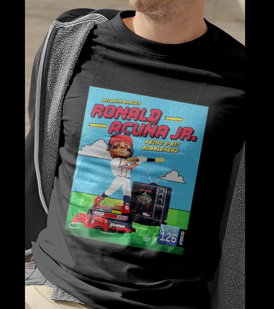 Atlanta Braves Ronald Acuna Jr. Retro 8 Bit Bobblehead Game Controller TV T-Shirt