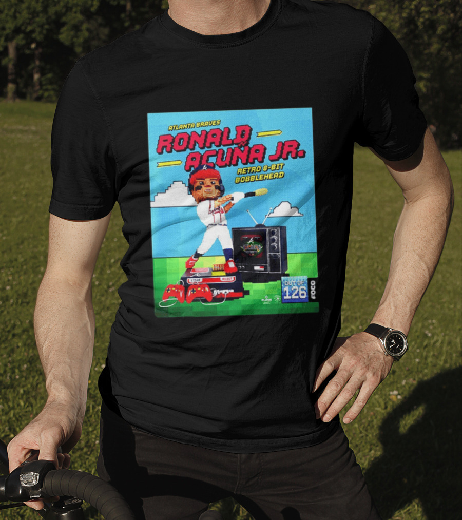 Atlanta Braves Ronald Acuna Jr. Retro 8 Bit Bobblehead Game Controller TV T-Shirt
