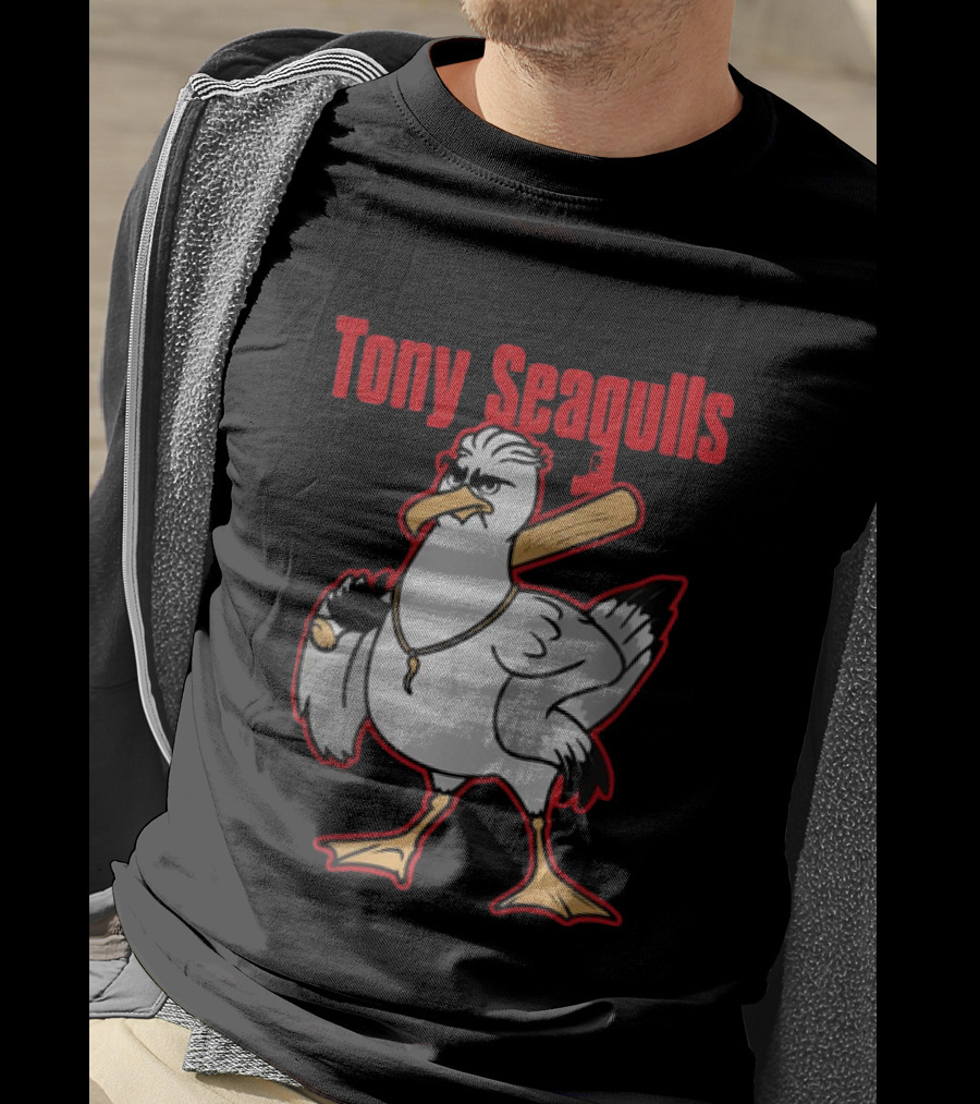 Tony Seagulls Section 10 Bird Character With Baseball Bat T-Shirt