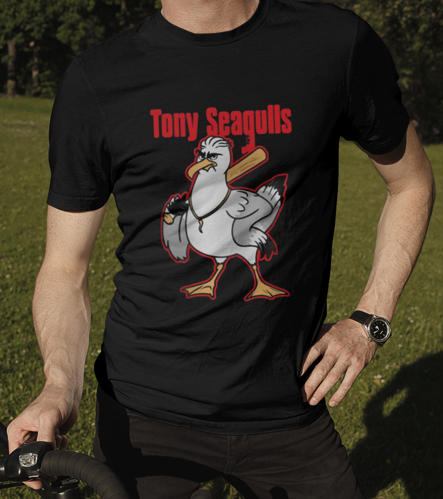 Tony Seagulls Section 10 Bird Character With Baseball Bat T-Shirt