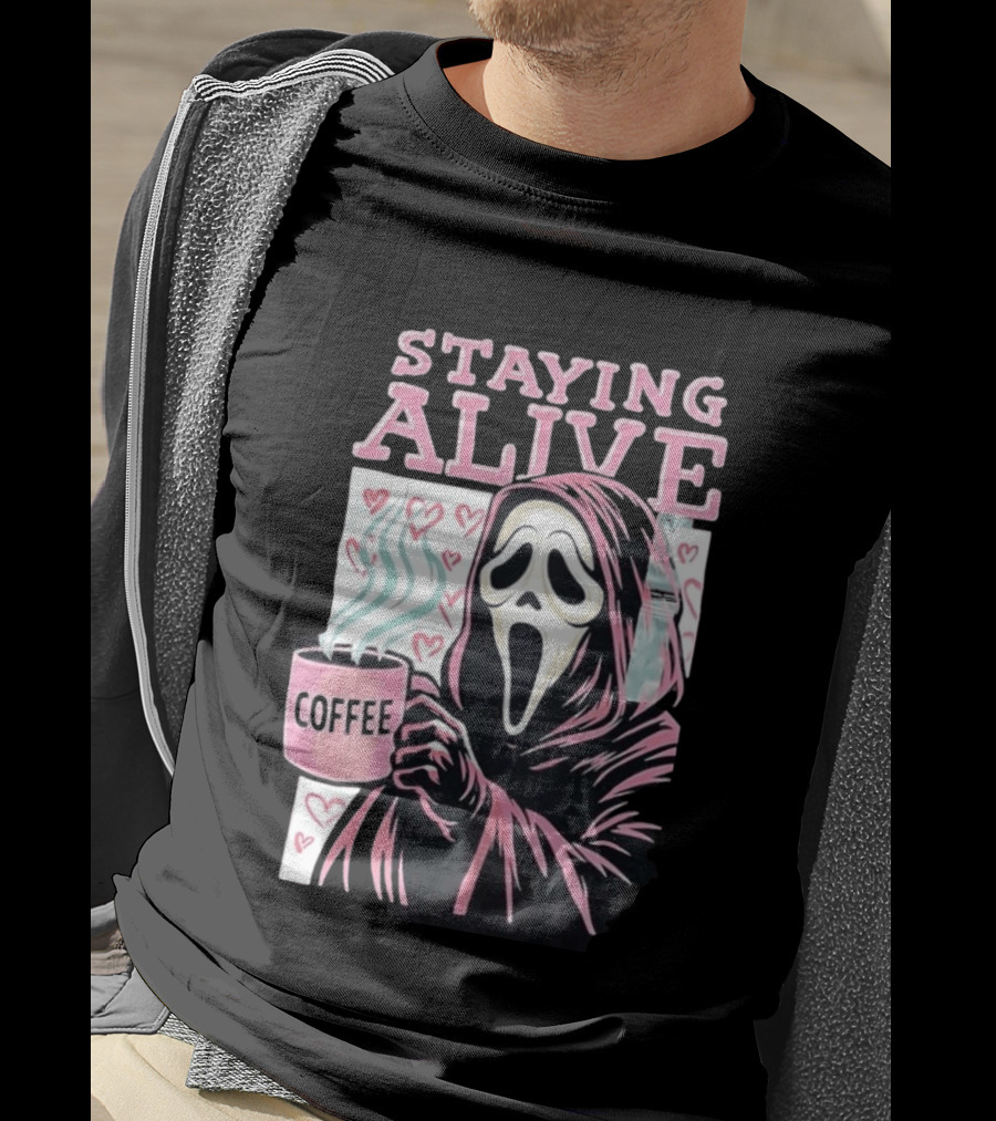 Staying Alive Ghostface Coffee T-Shirt