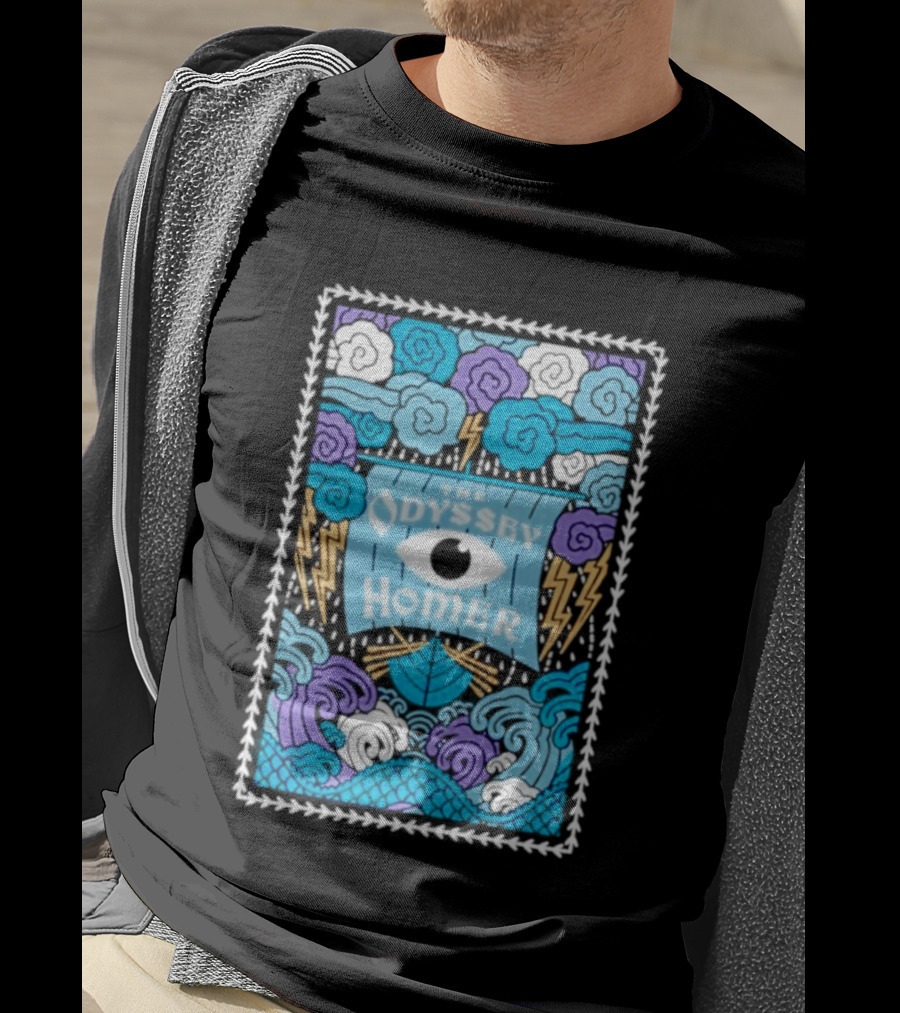 The Odyssey Homer Cyclops Eye Lightning Waves T-Shirt