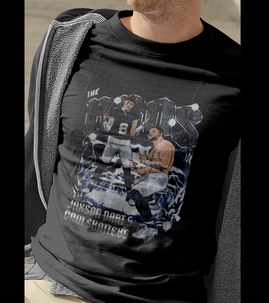 The Bros Jaxson Dart Cam Skattebo New York Giants Football Lightning T-Shirt