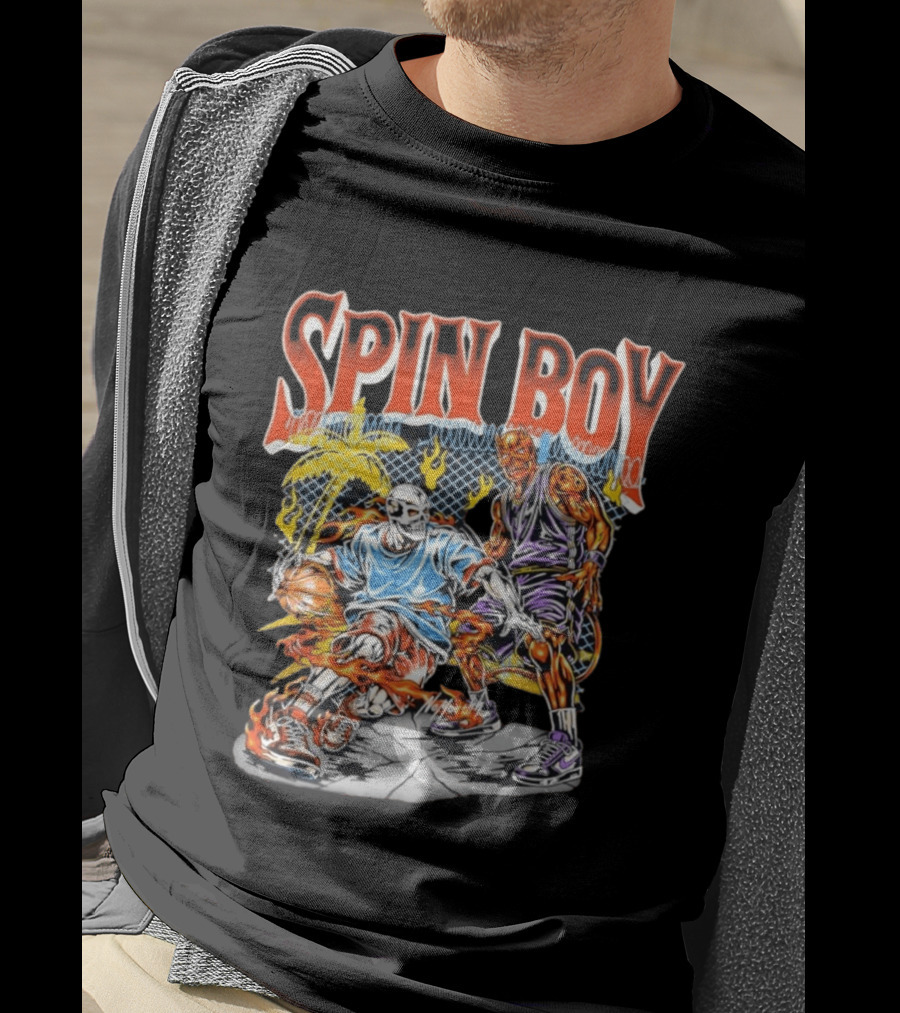 Nomouth Spin Boy Flaming Basketball Streetwear T-Shirt