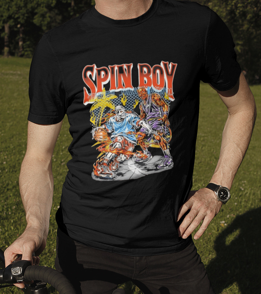 Nomouth Spin Boy Flaming Basketball Streetwear T-Shirt