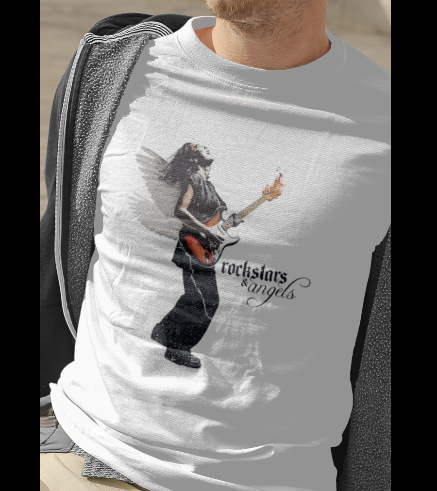 Angel Guitarist With Fiery Rockstars And Angels T-Shirt