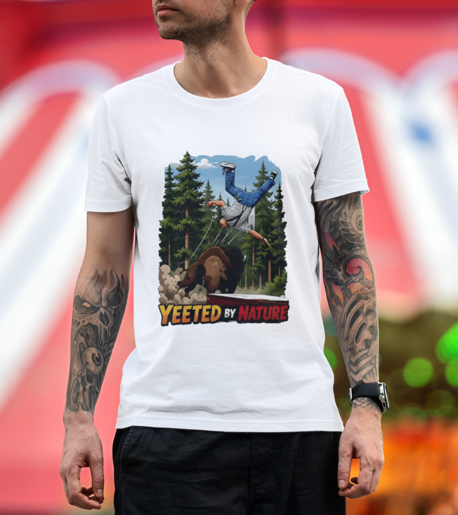 Bison Tossing Tourist Adventure Yeeted By Nature Comedy T-Shirt