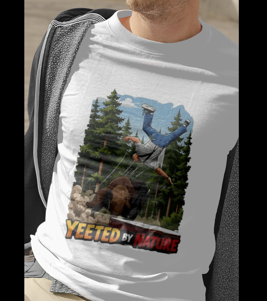Bison Tossing Tourist Adventure Yeeted By Nature Comedy T-Shirt