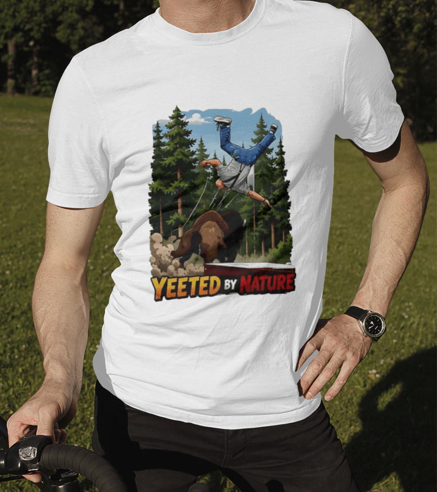 Bison Tossing Tourist Adventure Yeeted By Nature Comedy T-Shirt