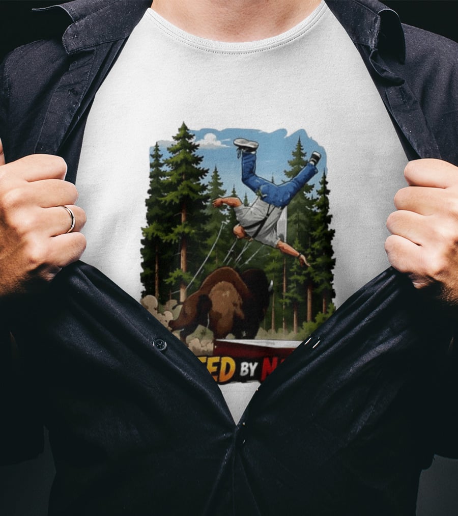 Bison Tossing Tourist Adventure Yeeted By Nature Comedy T-Shirt