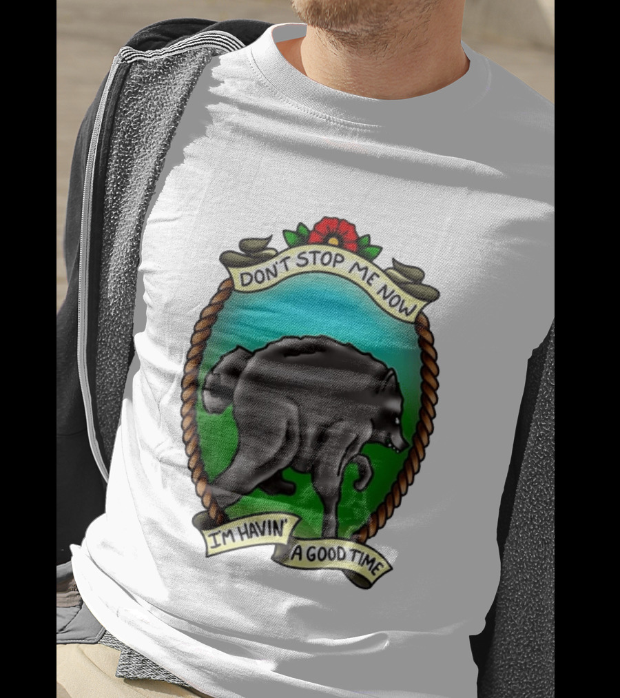 Dancing Wolf Don't Stop Me Now I'm Havin' A Good Time T-Shirt