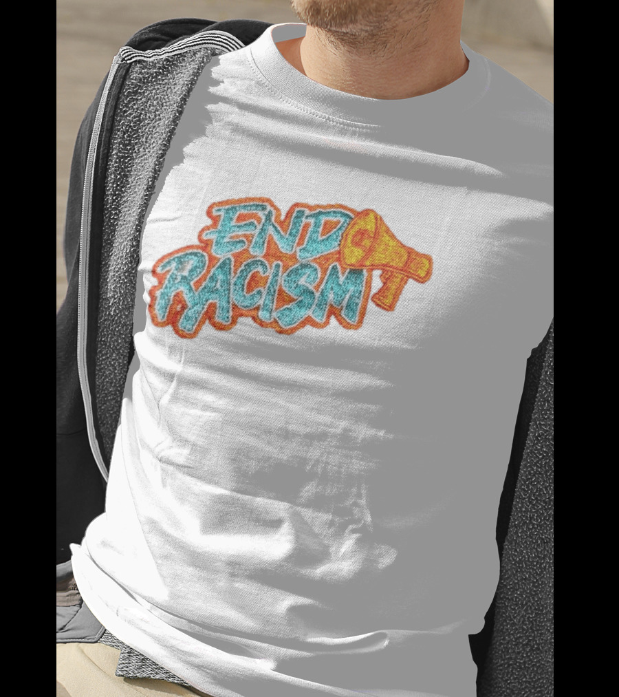 End Racism Embroidered Iron On Patch With Megaphone Applique T-Shirt