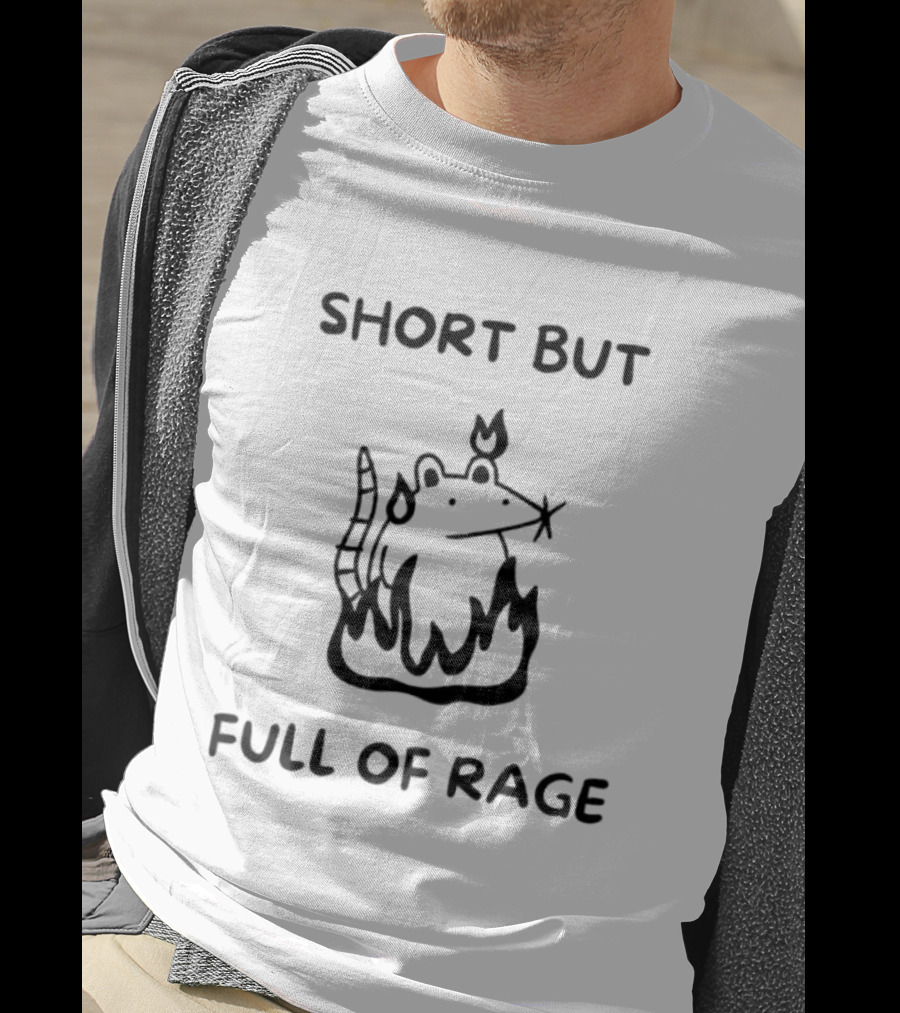 Short But Full Of Rage Angry Mouse In Fire Doodle T-Shirt