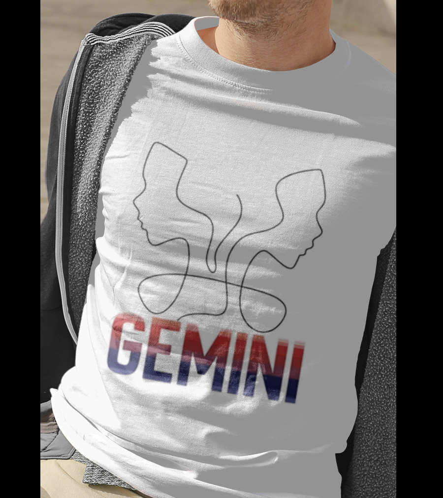 Gemini Zodiac Rainbow Outline LGBTQ Pride T-Shirt