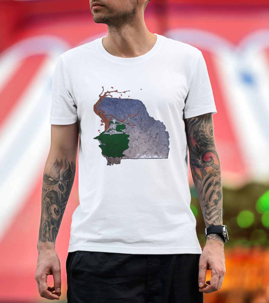 Grateful Dead Skeleton Meditating Under Flowering Tree T-Shirt