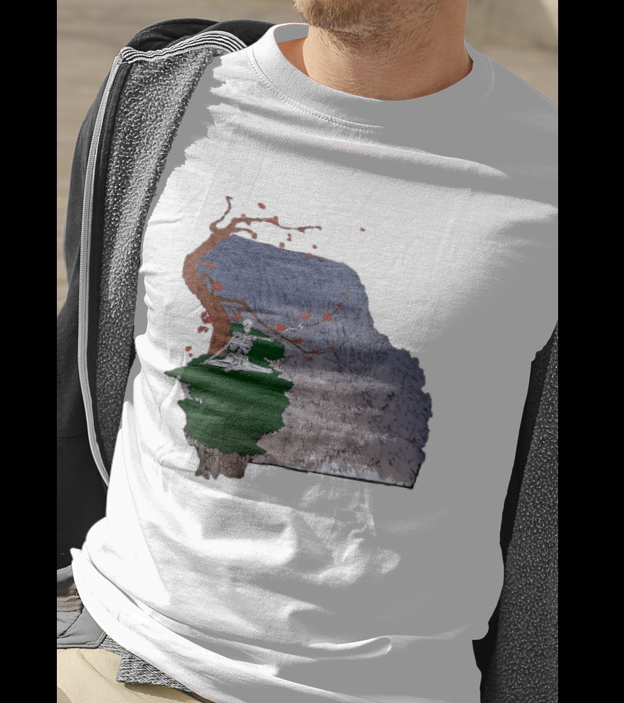 Grateful Dead Skeleton Meditating Under Flowering Tree T-Shirt