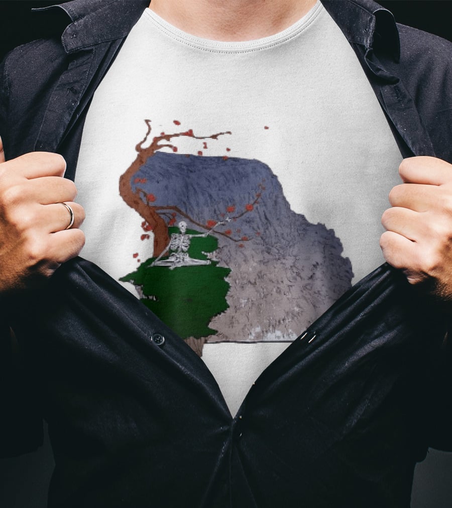 Grateful Dead Skeleton Meditating Under Flowering Tree T-Shirt