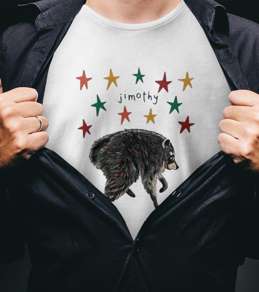Jimothy Colorful Bear Stars Whimsical Animal T-Shirt