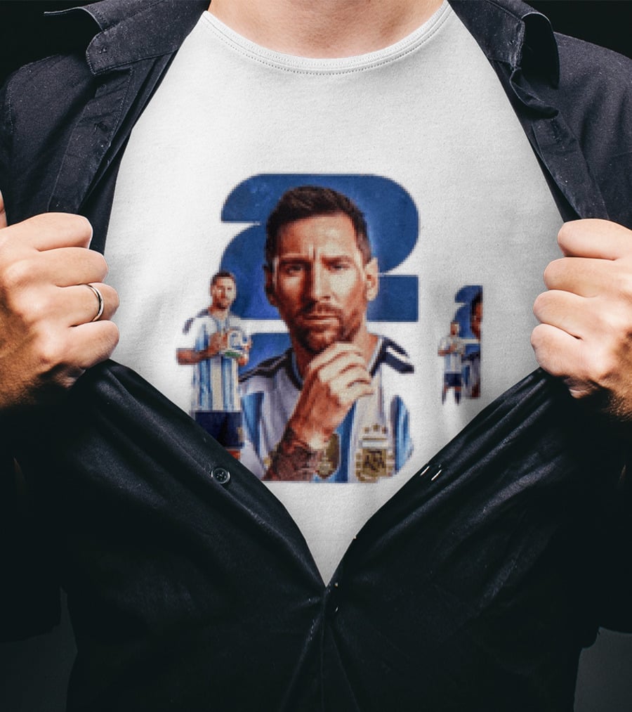 Lionel Messi Argentina Jersey 2023 FIFA World Cup Champion Collage T-Shirt