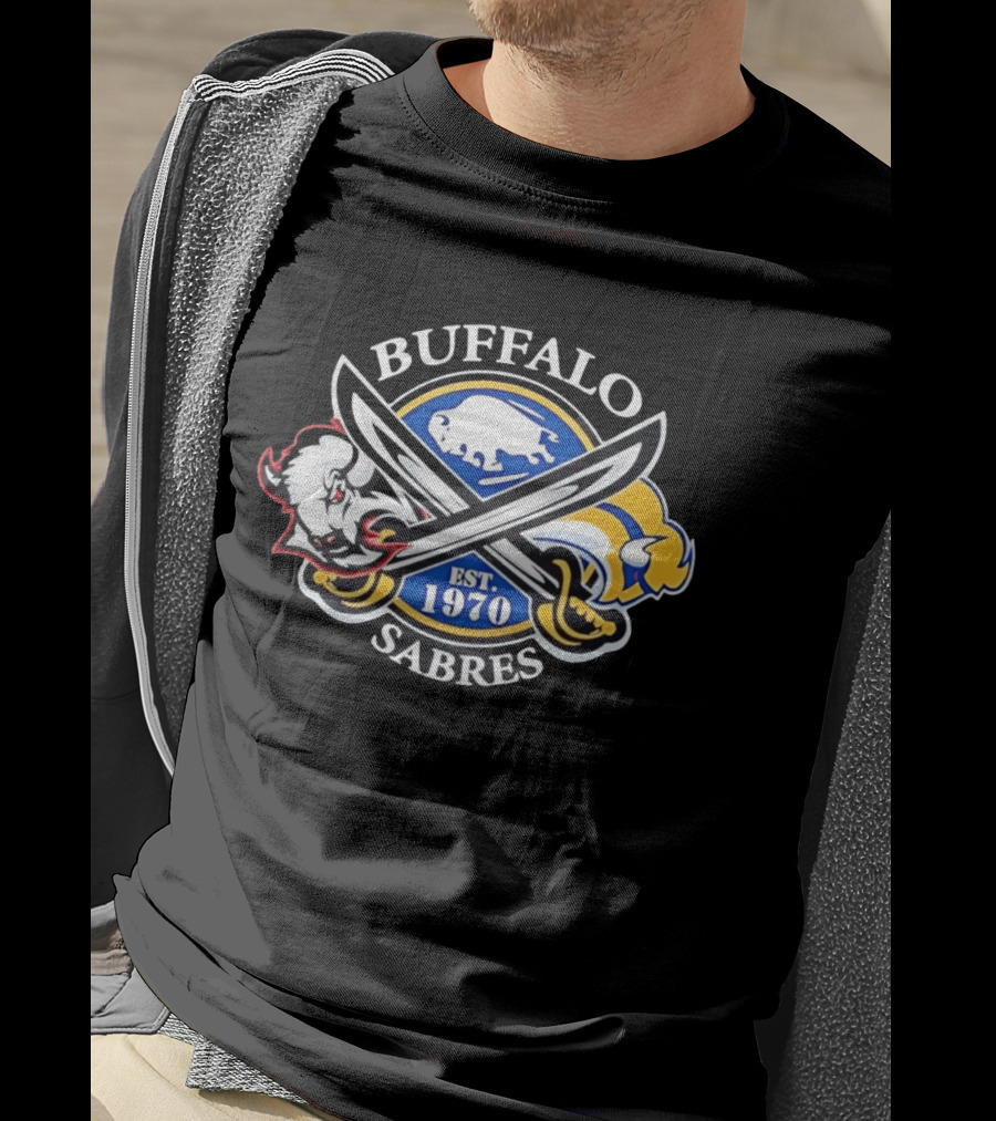 Buffalo Sabres Est 1970 Crossed Sabers Logo With Buffalo And Sabre T-Shirt
