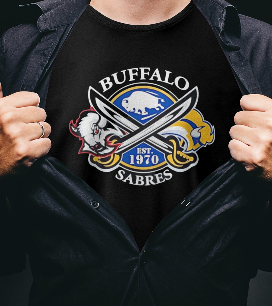 Buffalo Sabres Est 1970 Crossed Sabers Logo With Buffalo And Sabre T-Shirt