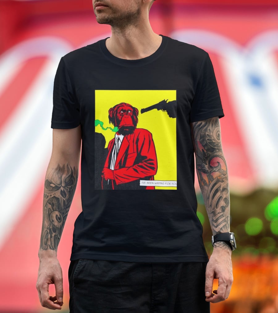 Chimpanzee Hitman Smoking Scene I've Been Waiting For You T-Shirt