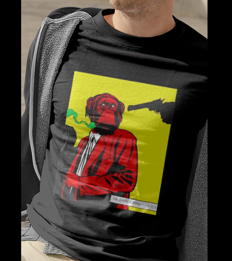 Chimpanzee Hitman Smoking Scene I've Been Waiting For You T-Shirt