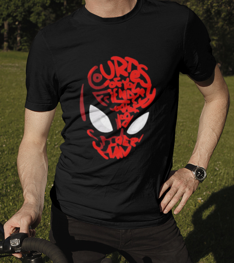 Courtesy Of Your Friendly Neighborhood Spider Man Face T-Shirt
