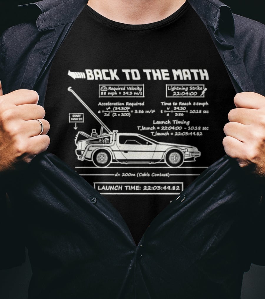 Back To The Future DeLorean Math Physics Acceleration Required T-Shirt