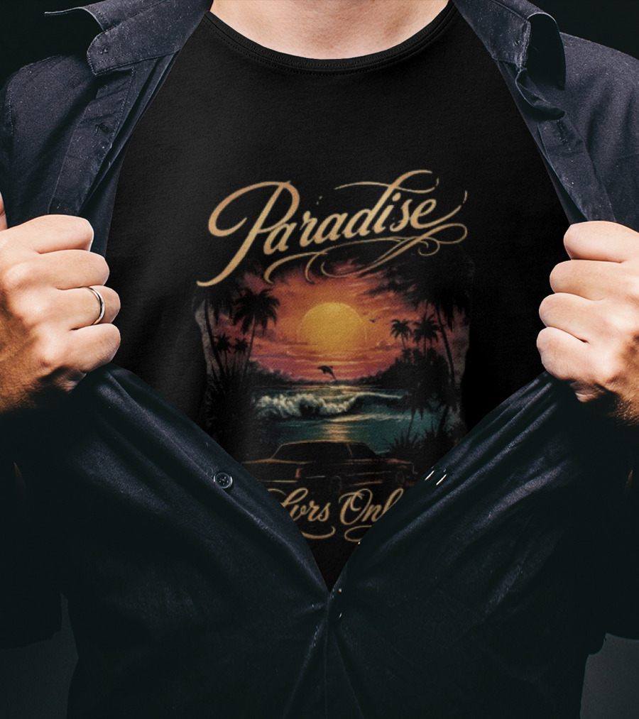 Paradise Lovers Only Sunset Beach Scene T-Shirt