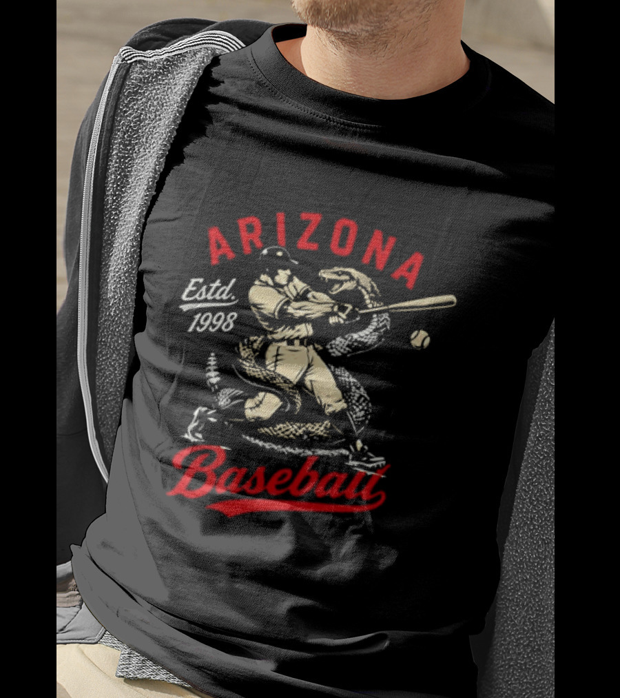 Estd 1998 Arizona Baseball Batting Player With Snake T-Shirt