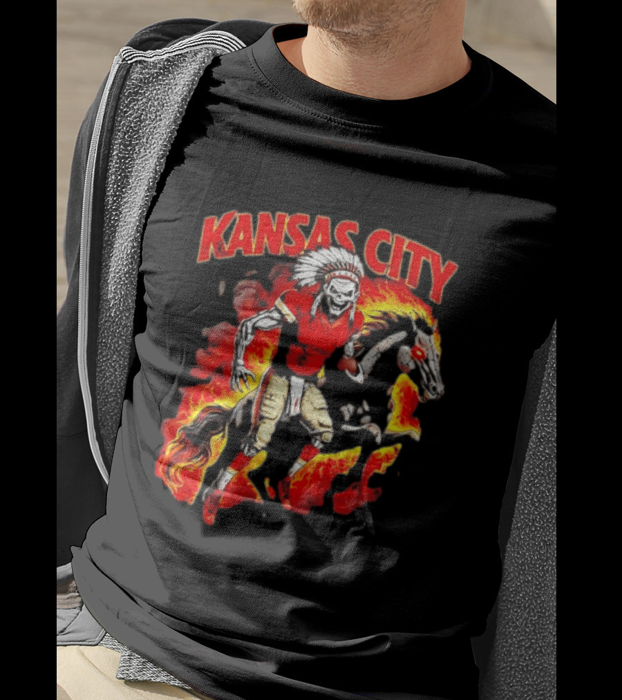 Kansas City Skeleton Player Riding Flaming Horse T-Shirt