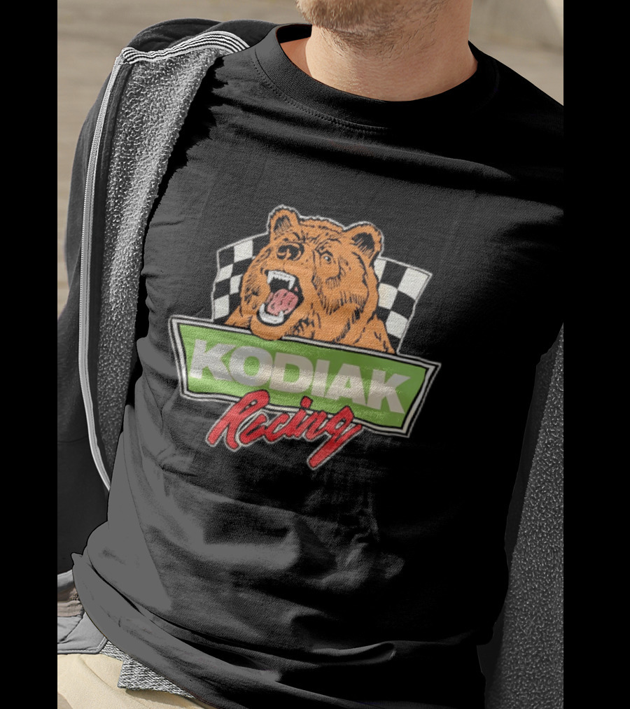 Kodiak Racing Bear Checkered Flag Motorsport T-Shirt