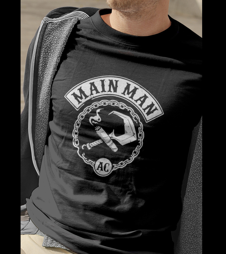 Main Man AC Hammer Chain Iconic Smoking Cigar And Tool Motif T-Shirt