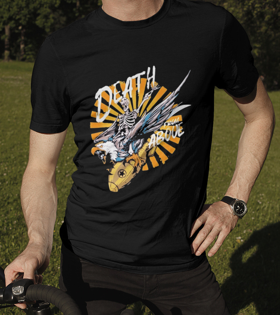 Skeleton Eagle Riding Bomb Death From Above T-Shirt