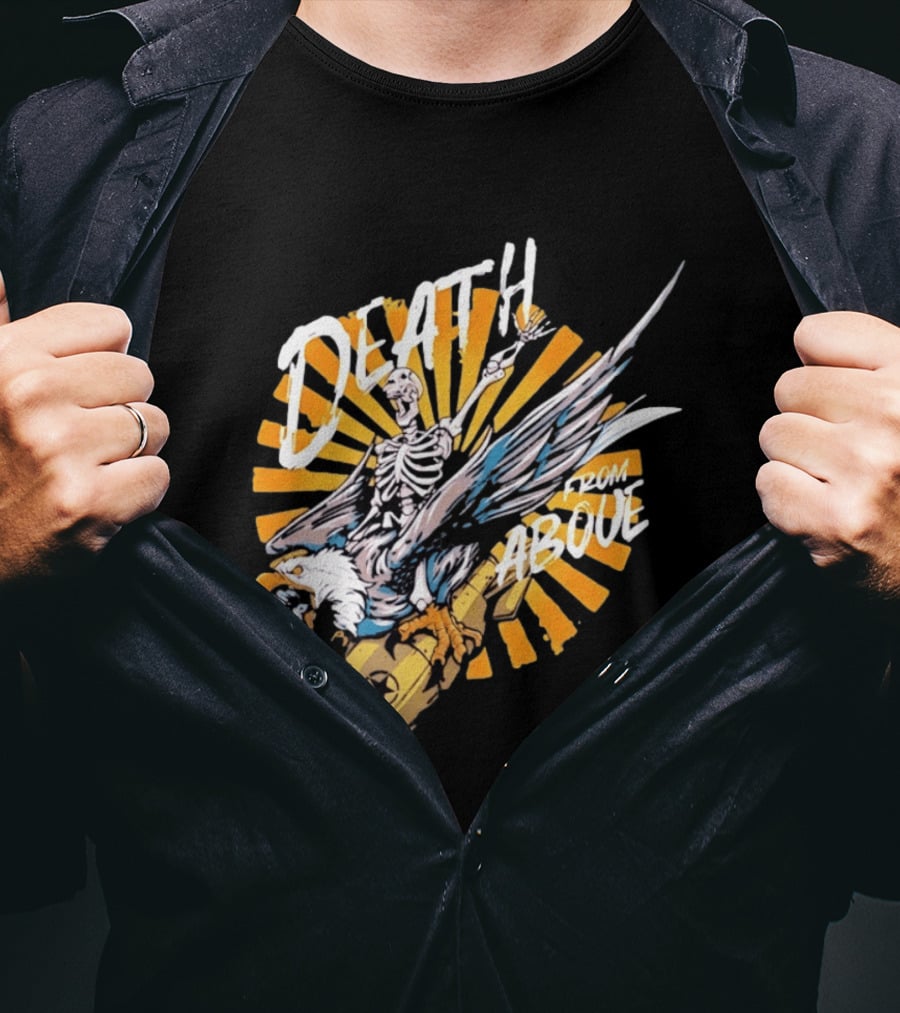 Skeleton Eagle Riding Bomb Death From Above T-Shirt