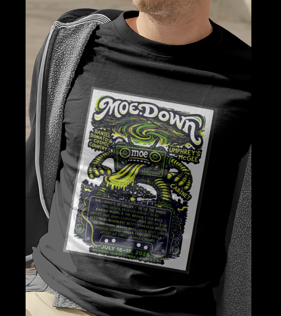 Moe Down Festival July 16 18 2026 Featuring Umphrey's McGee Cabinet Daniel Donato At Westend Fairgrounds Gilbert PA T-Shirt