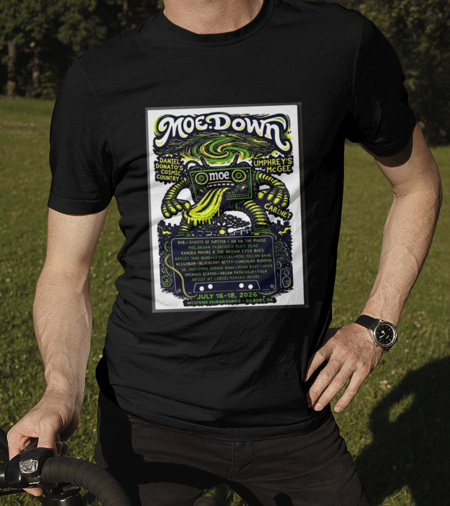 Moe Down Festival July 16 18 2026 Featuring Umphrey's McGee Cabinet Daniel Donato At Westend Fairgrounds Gilbert PA T-Shirt