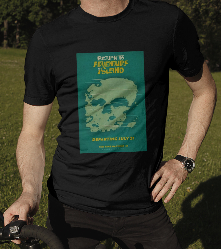 Return To Adventure Island Tiki Time Machine 18 Departing July 21 Hidden Harbor T-Shirt
