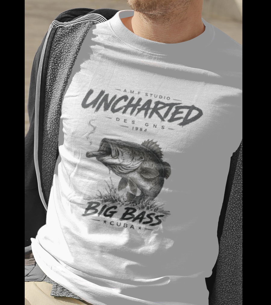A.M.P Studio Uncharted 1994 Big Bass Cuba Smoking Fish T-Shirt