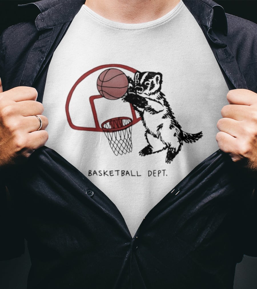 Basketball Dept Badger Dunking In Hoop T-Shirt