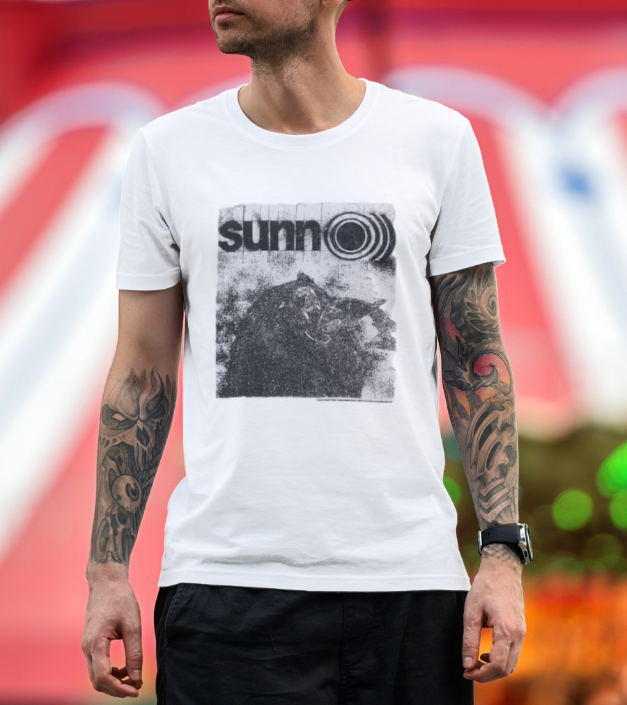 Sunn O))) Brain Dead Collaboration Black And White Distressed T-Shirt