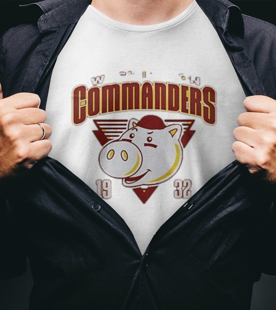 Washington Commanders 1932 W Pig Graphic Football T-Shirt