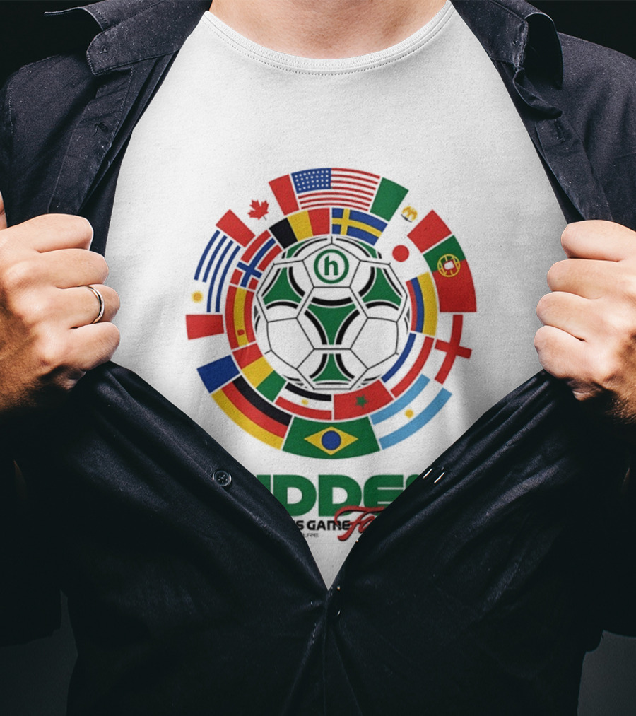 Hidden The World's Game Football Multinational Flags Circle Soccer Ball T-Shirt