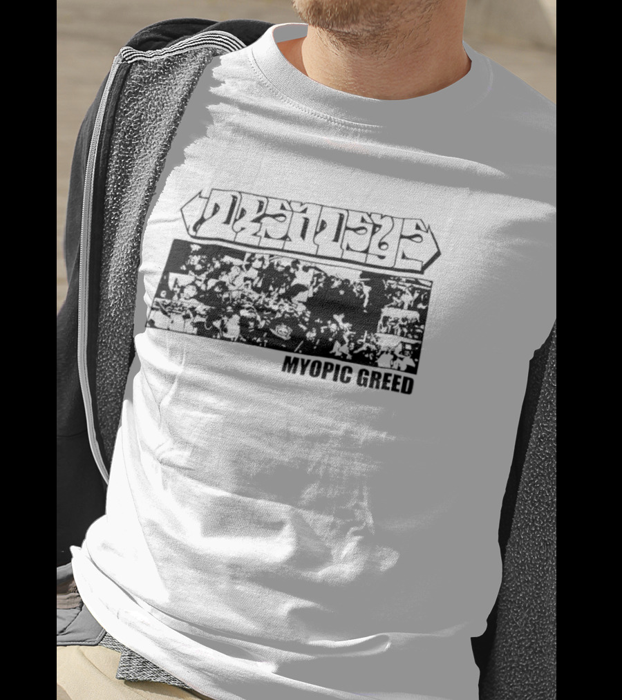 Dmsseye Myopic Greed Black And White Collage T-Shirt